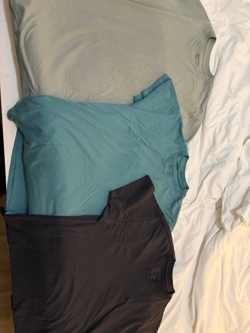 3-Pack Crew Neck Tees in Sage, Teal, and Charcoal